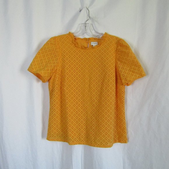 J. Crew Factory Tops - J CREW Yellow Blouse Ruffle Sleeves Cut Out Size Small
